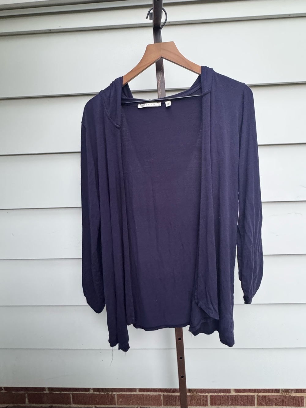 CYRUS blue hoodie cardigan sweater size Medium open front navy